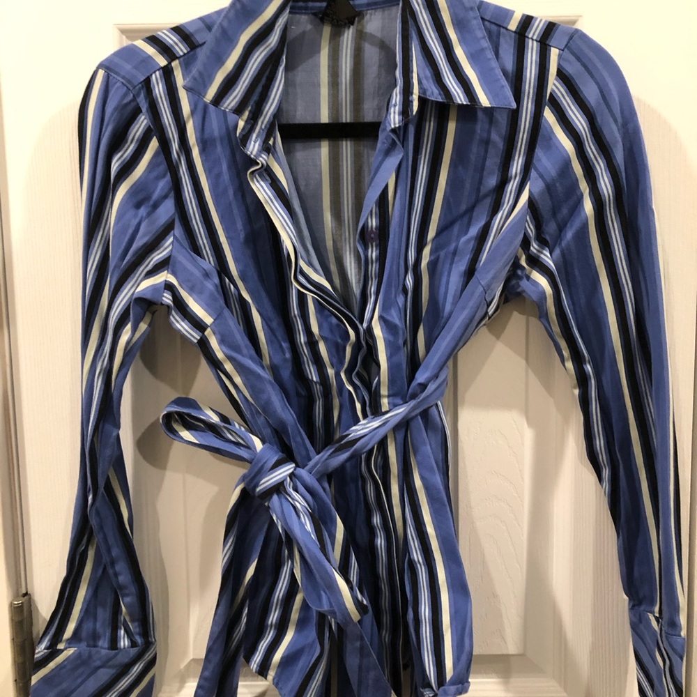 Geoffrey Beene Blue Striped Cotton Shirt